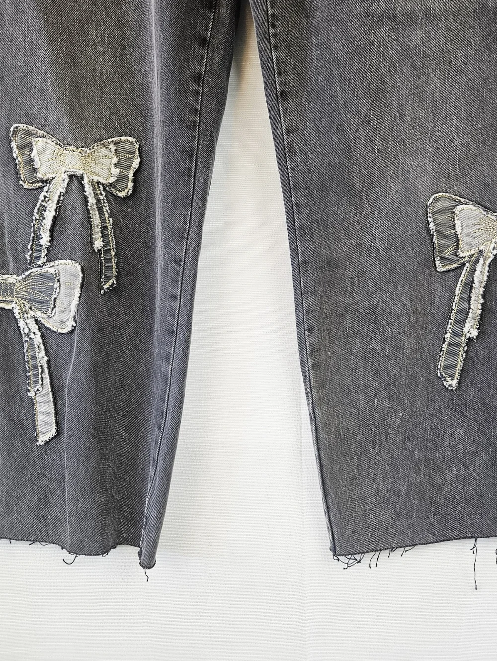 NWT Driftwood Royce Denim Patchwork Bow Straight Leg Jean - Picture 8 of 13